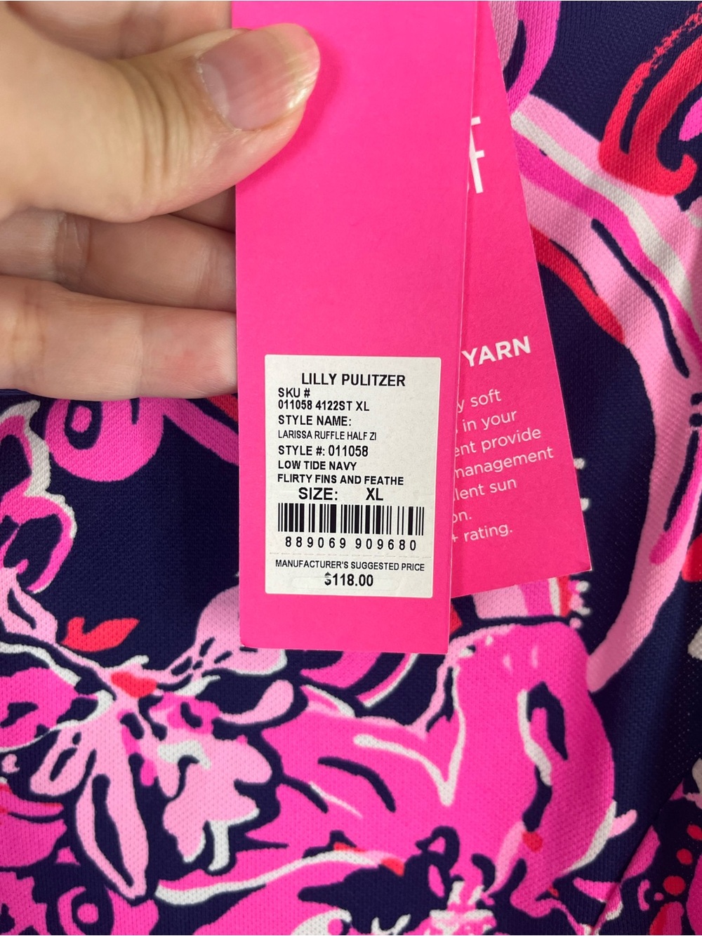 Lilly Pulitzer Larissa Ruffle Golf Tennis Athletic Top XL NWT UPF Pink Floral - Picture 6 of 9
